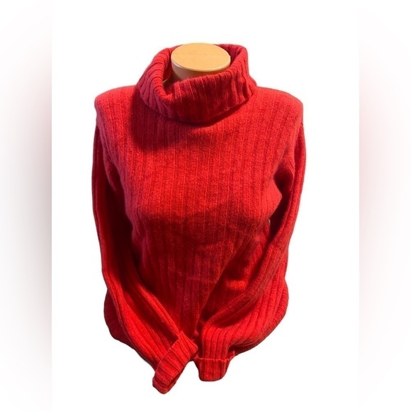 Vintage Lord & Taylor Angora Rabbit Hair Blend Red Cowl Neck Soft Warm Sweater S - Picture 1 of 12